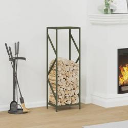 Portant de bois chauffage vert olive 34x25x100 cm alsavelo