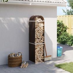 Porte-bûches marron 40x45x170 cm acier galvanisé alsavelo