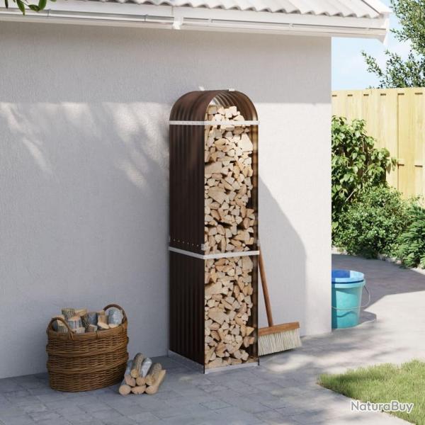 Porte-bches marron 40x45x170 cm acier galvanis alsavelo