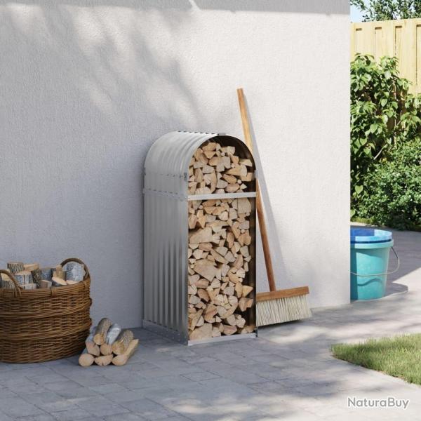 Porte-bches gris clair 40x45x100 cm acier galvanis alsavelo