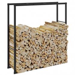 Portant de bois de chauffage noir 110x30x116 cm acier alsavelo