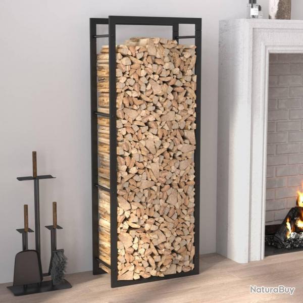 Portant de bois de chauffage Noir mat 50x28x132 cm Acier alsavelo