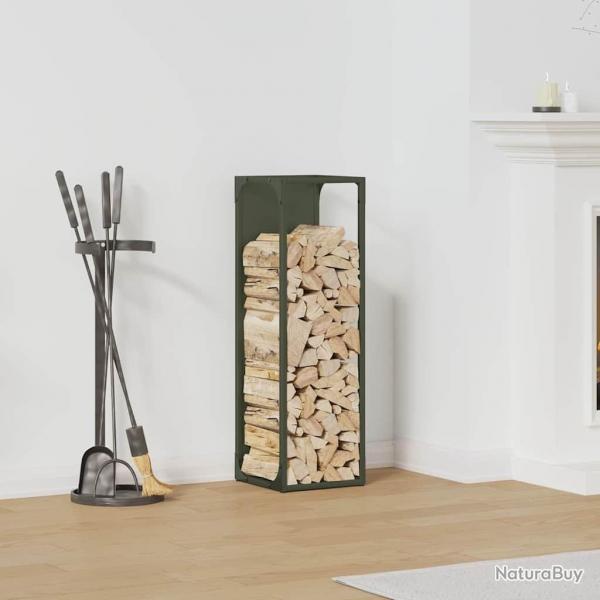 Portant de bois chauffage vert olive 25x25x80 cm alsavelo