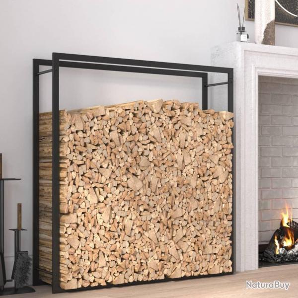 Portant de bois de chauffage Noir mat 110x28x116 cm Acier alsavelo