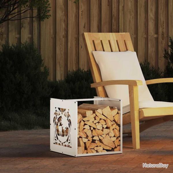 Portant de bois chauffage blanc 40x40x40 cm alsavelo