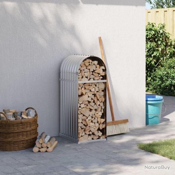 Porte-bches argent 40x45x100 cm acier galvanis alsavelo