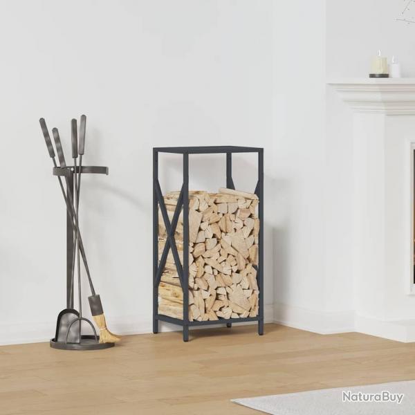Portant de bois chauffage anthracite 34x25x70 cm alsavelo