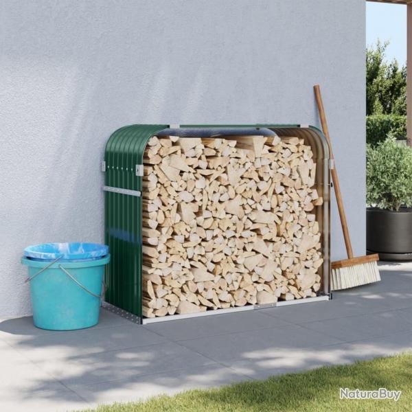 Porte-bches vert 120x45x100 cm acier galvanis alsavelo