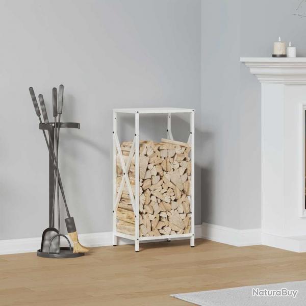 Portant de bois chauffage blanc 34x25x70 cm alsavelo