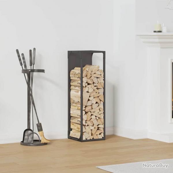 Portant de bois chauffage noir 25x25x80 cm alsavelo