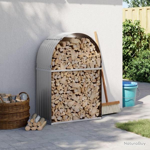 Porte-bches gris clair 80x45x120 cm acier galvanis alsavelo