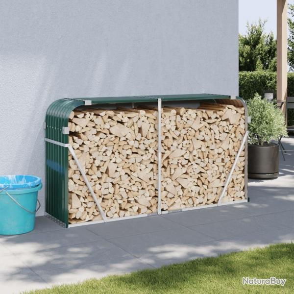 Porte-bches vert 180x45x100 cm acier galvanis alsavelo