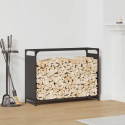 Portant de bois chauffage noir 90x28x65 cm alsavelo