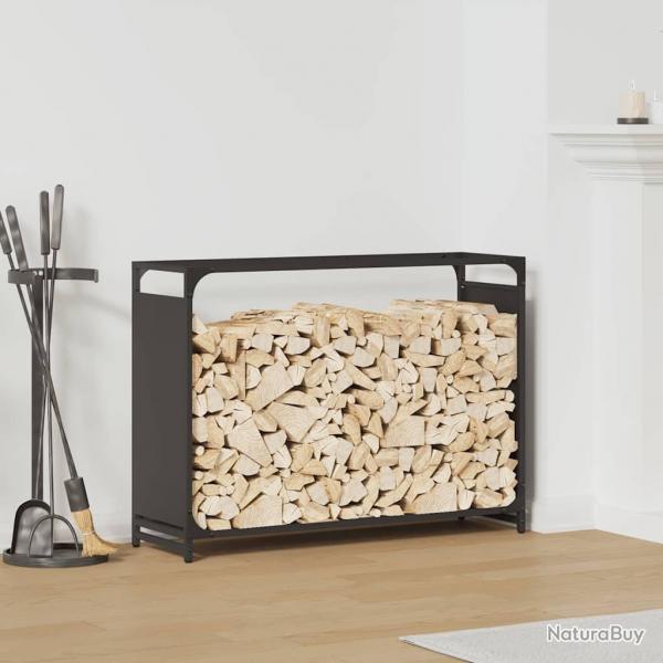 Portant de bois chauffage noir 90x28x65 cm alsavelo