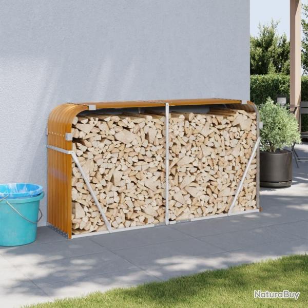 Porte-bches marron clair 180x45x100 cm acier galvanis alsavelo