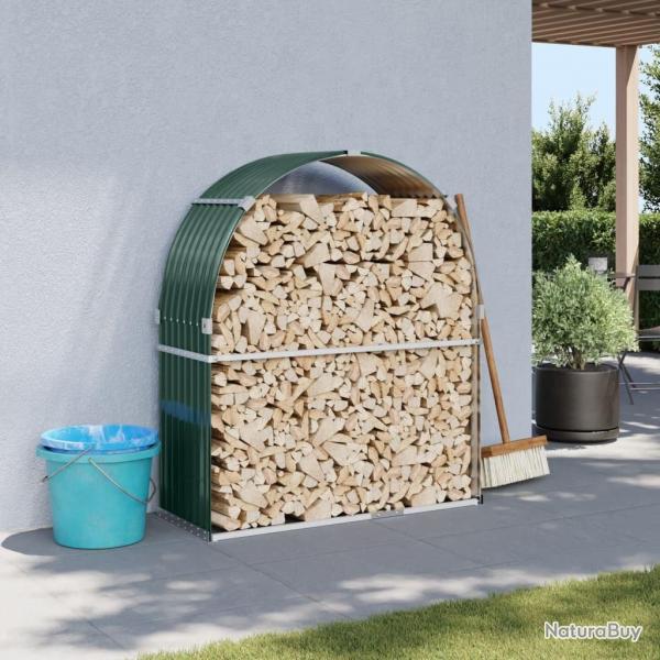 Porte-bches vert 120x45x140 cm acier galvanis alsavelo