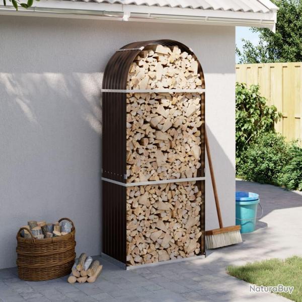 Porte-bches marron 80x45x190 cm acier galvanis alsavelo