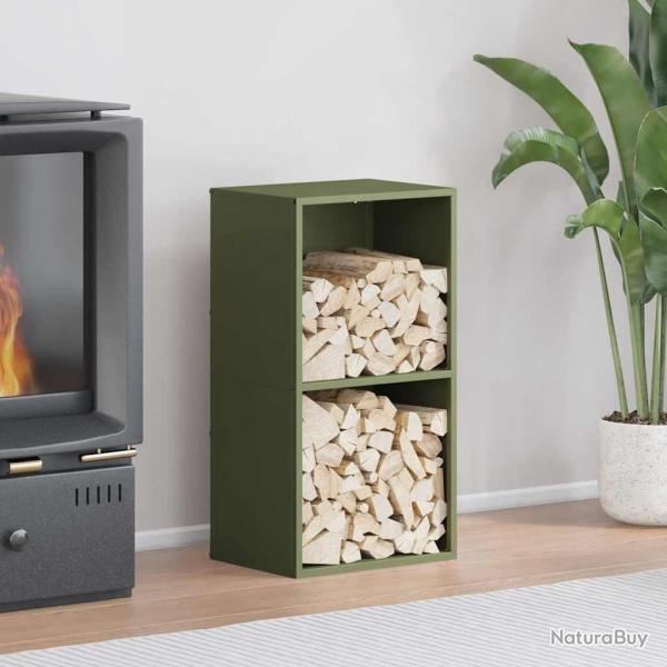 Portant de bois chauffage vert olive 40x30x75 cm alsavelo