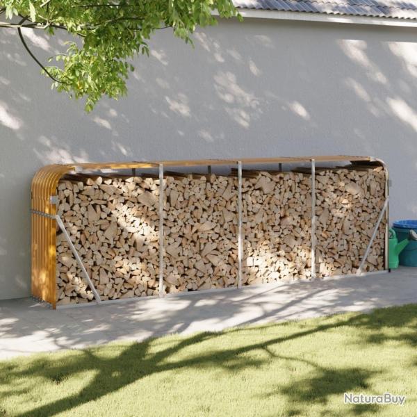 Porte-bches marron clair 300x45x100 cm acier galvanis alsavelo