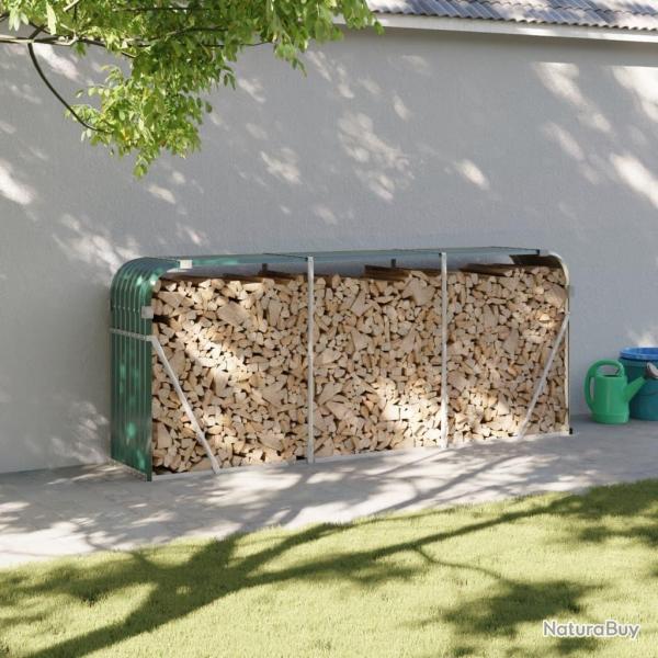 Porte-bches vert 234x45x100 cm acier galvanis alsavelo