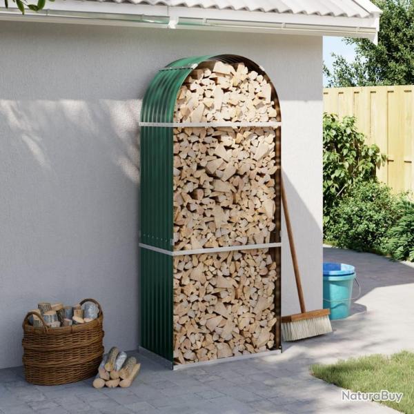 Porte-bches vert 80x45x190 cm acier galvanis alsavelo