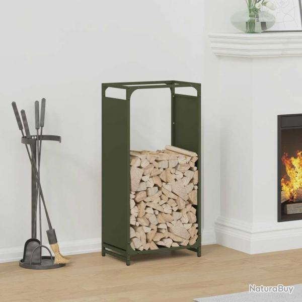 Portant de bois chauffage vert olive 44x28x90 cm alsavelo