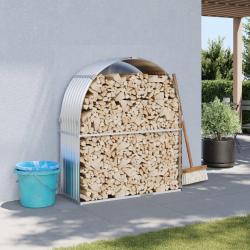 Porte-bûches argenté 120x45x140 cm acier galvanisé alsavelo