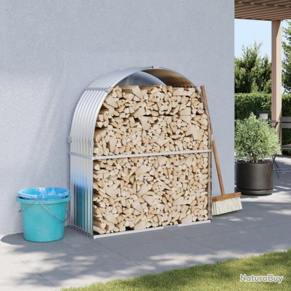 Porte-bches argent 120x45x140 cm acier galvanis alsavelo