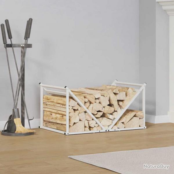 Portant de bois chauffage blanc 70x43x34,5 cm alsavelo