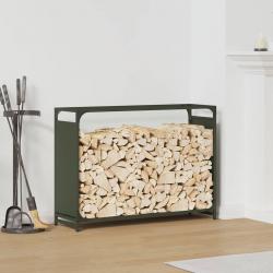 Portant de bois chauffage vert olive 90x28x65 cm alsavelo