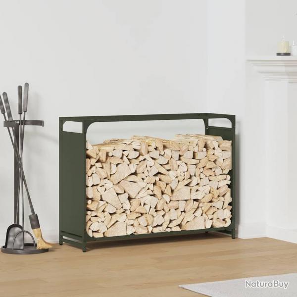 Portant de bois chauffage vert olive 90x28x65 cm alsavelo