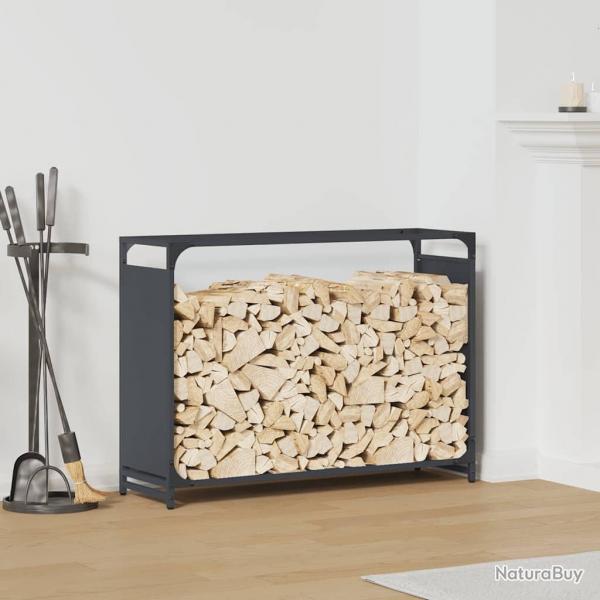 Portant de bois chauffage anthracite 90x28x65 cm alsavelo