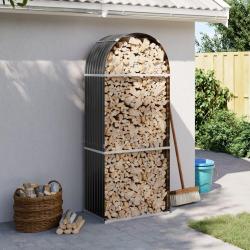 Porte-bûches anthracite 80x45x190 cm acier galvanisé alsavelo