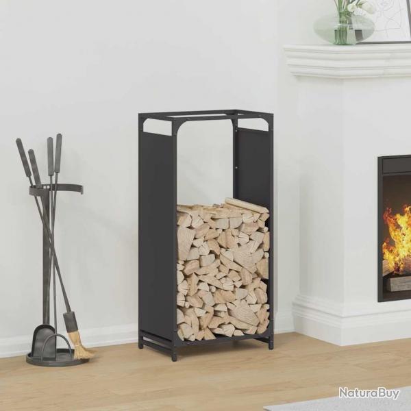 Portant de bois chauffage noir 44x28x90 cm alsavelo