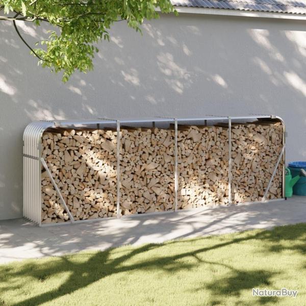 Porte-bches argent 300x45x100 cm acier galvanis alsavelo