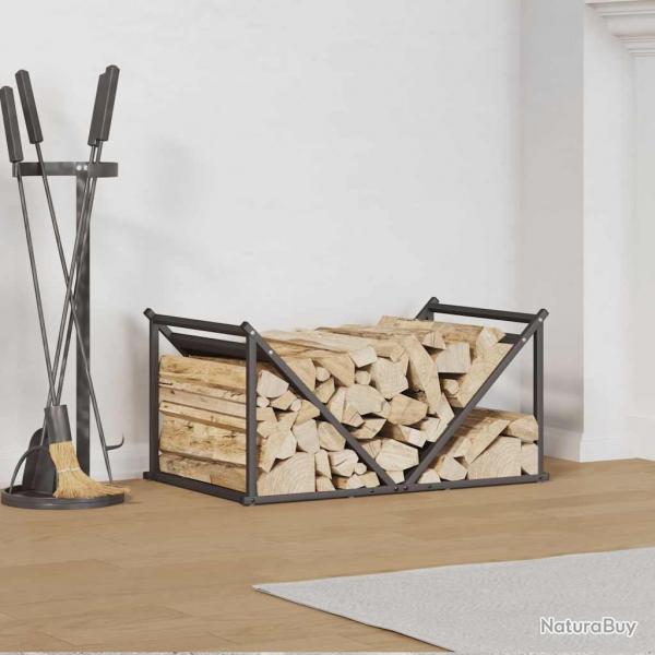 Portant de bois chauffage noir 70x43x34,5 cm alsavelo