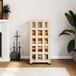 Porte-bûches avec roulettes 40x49x110 cm bois massif de pin alsavelo
