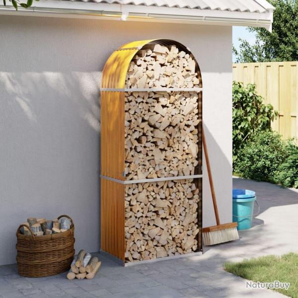 Porte-bches marron clair 80x45x190 cm acier galvanis alsavelo