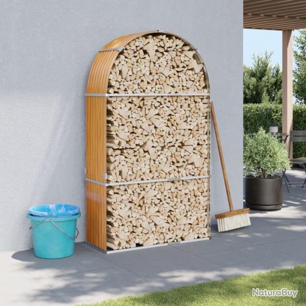 Porte-bches marron clair 120x45x210 cm acier galvanis alsavelo