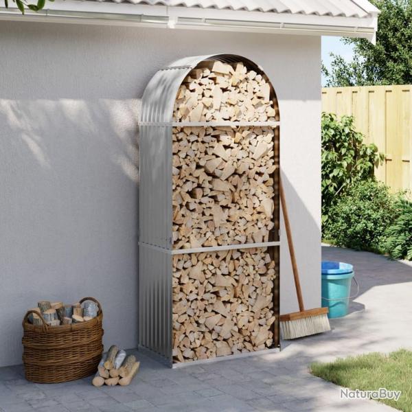 Porte-bches gris clair 80x45x190 cm acier galvanis alsavelo