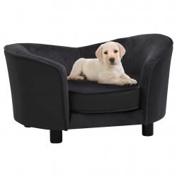 Canapé pour chien Noir 69x49x40 cm Peluche et similicuir alsavelo