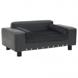 Canapé pour chien Gris foncé 81x43x31 cm Peluche et similicuir alsavelo