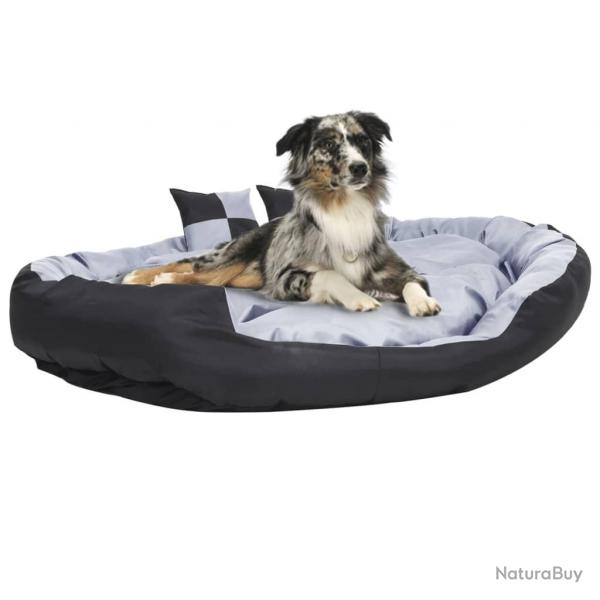 Coussin rversible lavable pour chien Gris et noir 150x120x25cm alsavelo