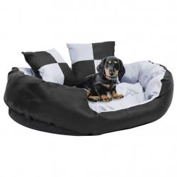 Coussin réversible lavable pour chien Gris et noir 85x70x20 cm alsavelo