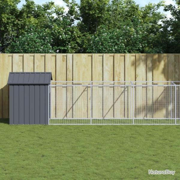 Niche pour chien avec toit anthracite acier galvanis alsavelo