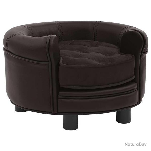 Canap pour chien Marron 48x48x32 cm Peluche et similicuir alsavelo