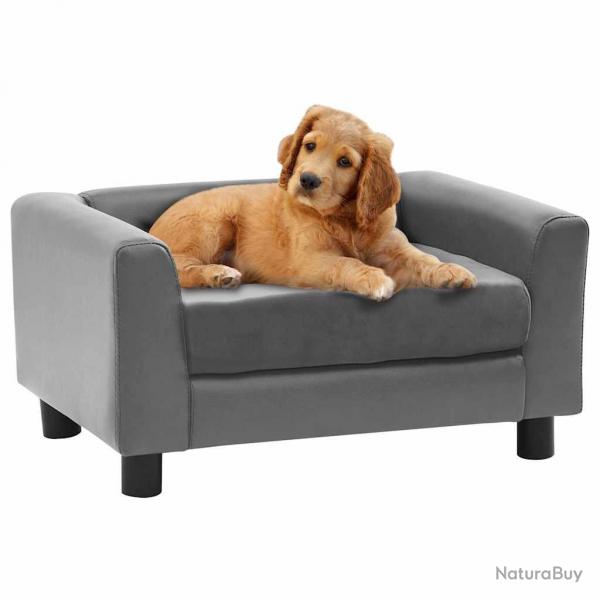 Canap pour chien Gris 60x43x30 cm Peluche et similicuir alsavelo
