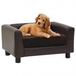 Canapé pour chien Marron 60x43x30 cm Peluche et similicuir alsavelo