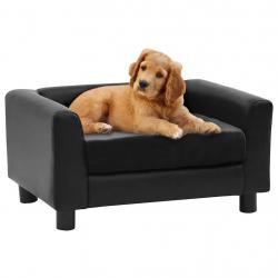 Canapé pour chien Noir 60x43x30 cm Peluche et similicuir alsavelo