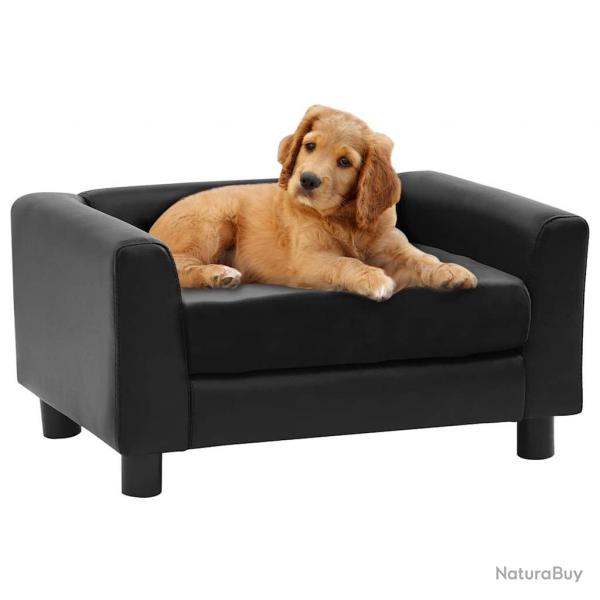 Canap pour chien Noir 60x43x30 cm Peluche et similicuir alsavelo